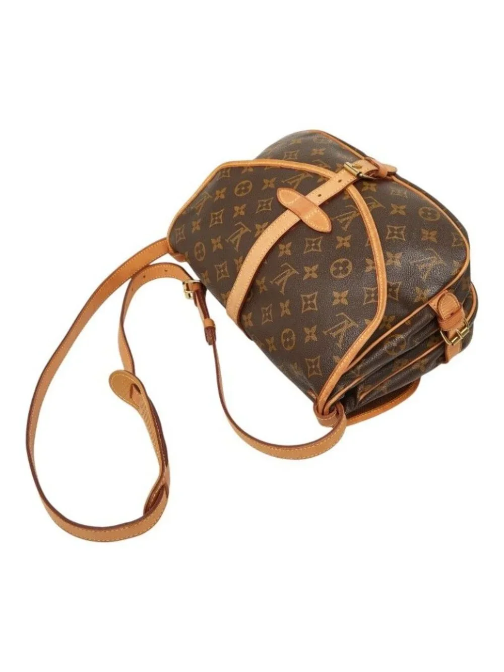 Louis Vuitton Monogram Saumur 30 Crossbody Shoulder Bag Brown Leather
